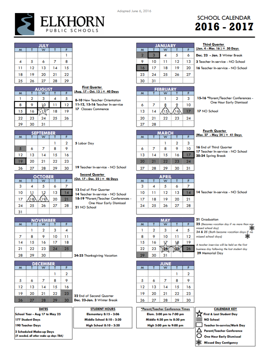 calendar-elkhorn-public-schools