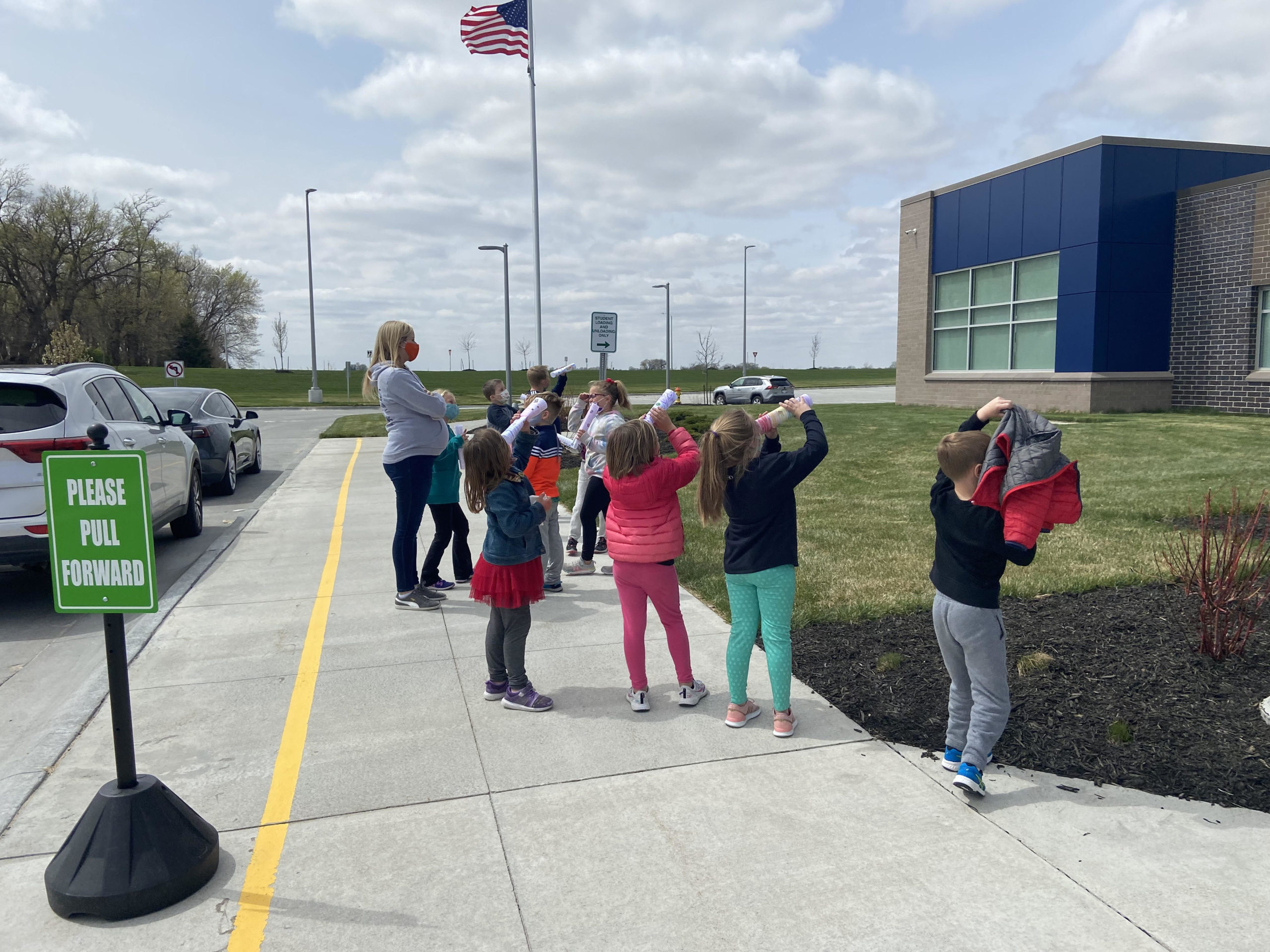 Students observing sky